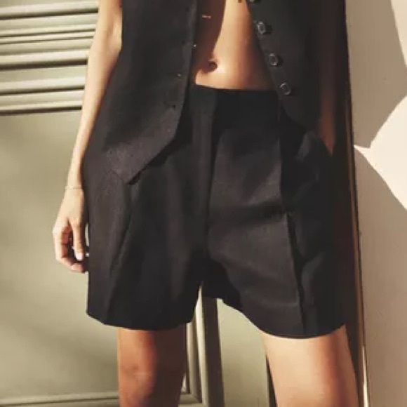 NWT Zara Linen Shorts in Black - Picture 1 of 11